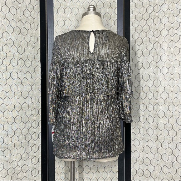 INC International Concepts Spring Romance Metallic Ruffle Top - Picture 3 of 9